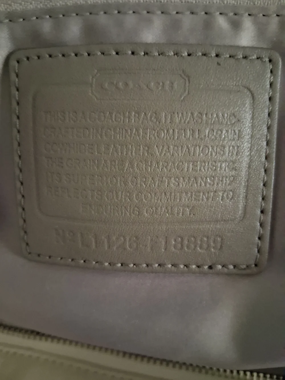 Coach Cream and Gray Women’s Shoulder Bag Authentic L1126-18889